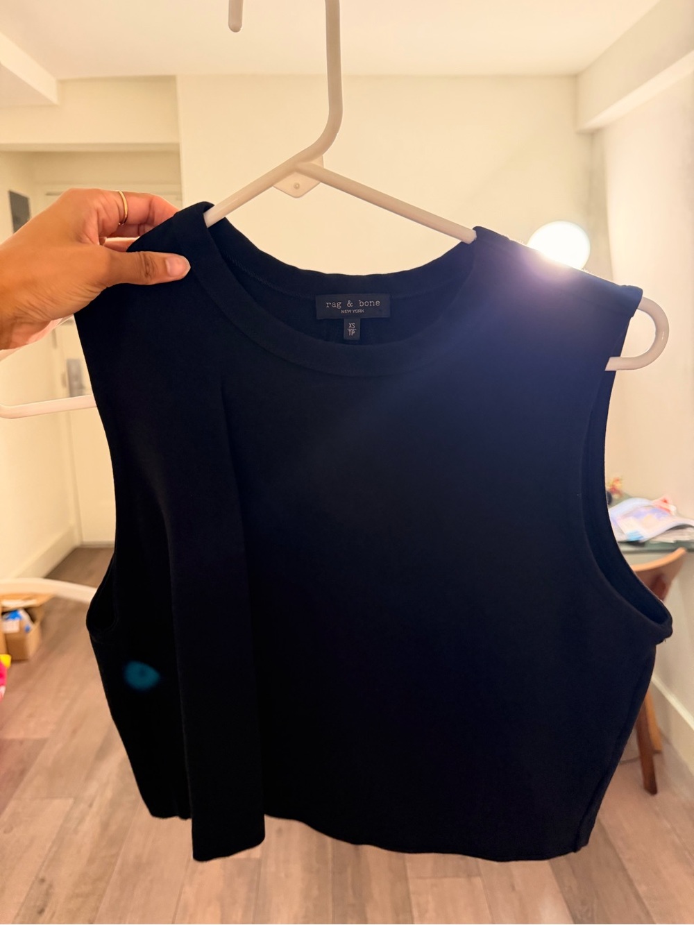rag & bone Black Cropped Muscle Tank